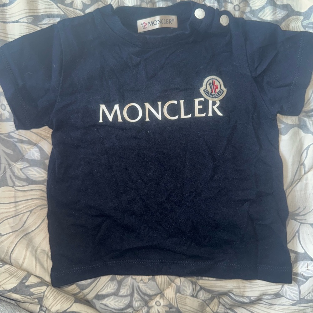 Moncler Kids Dark Blue Logo Tee